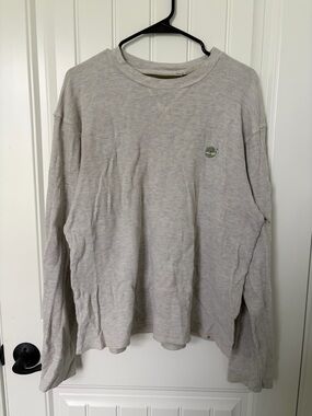 Timberland Oatmeal Long Sleeve with Green Logo Print